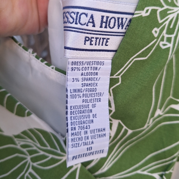Jessica Howard Green and White Floral Sleeveless Dress Women's Size 10P - Picture 6 of 13